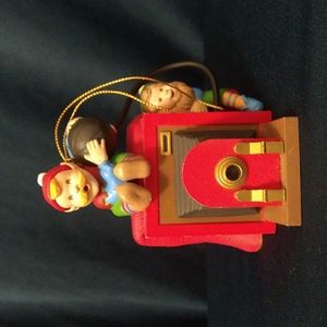 Vintage RARE 1993 2 Elves Taking A Photograph Christmas Ornament Figure